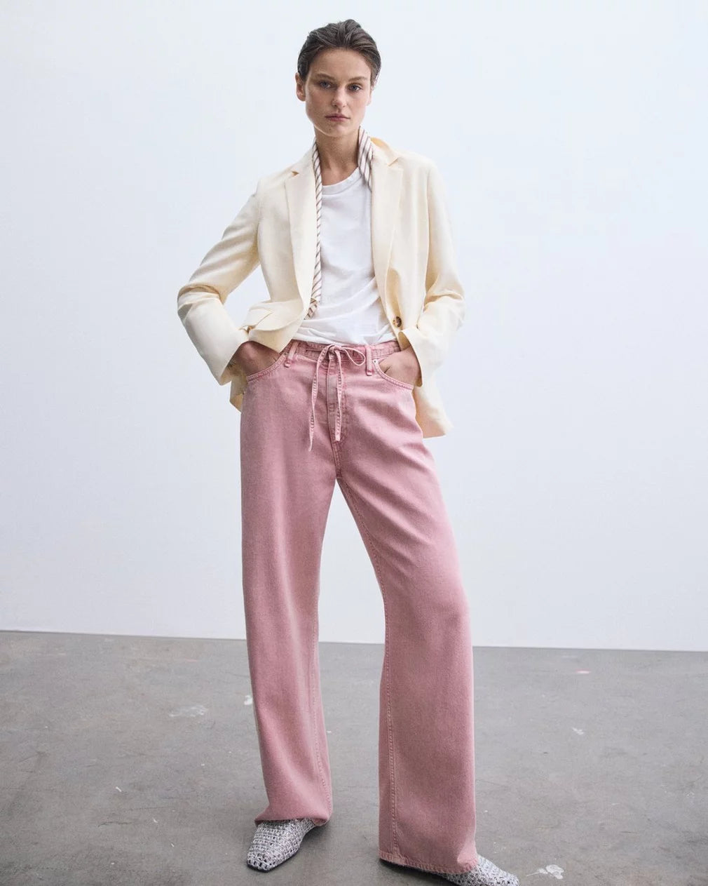 Rag & Bone Phoebe Drawstring Wide-Leg Jeans - Raspberry
