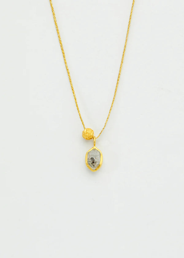Pippa Smalls Herkimer - Beira Colette Pendant and Peppercorn Charm on Cord - 18kt Gold