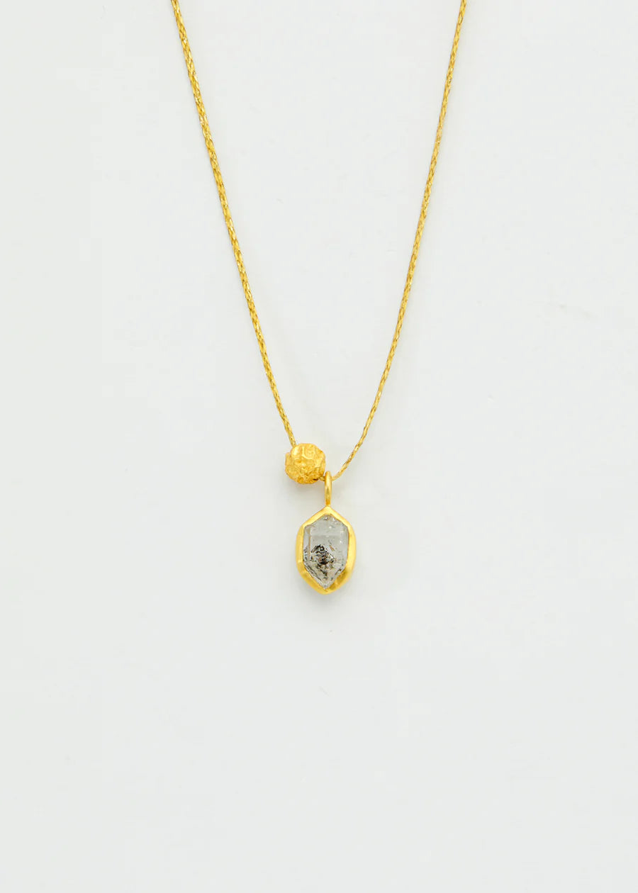 Pippa Smalls Herkimer - Beira Colette Pendant and Peppercorn Charm on Cord - 18kt Gold