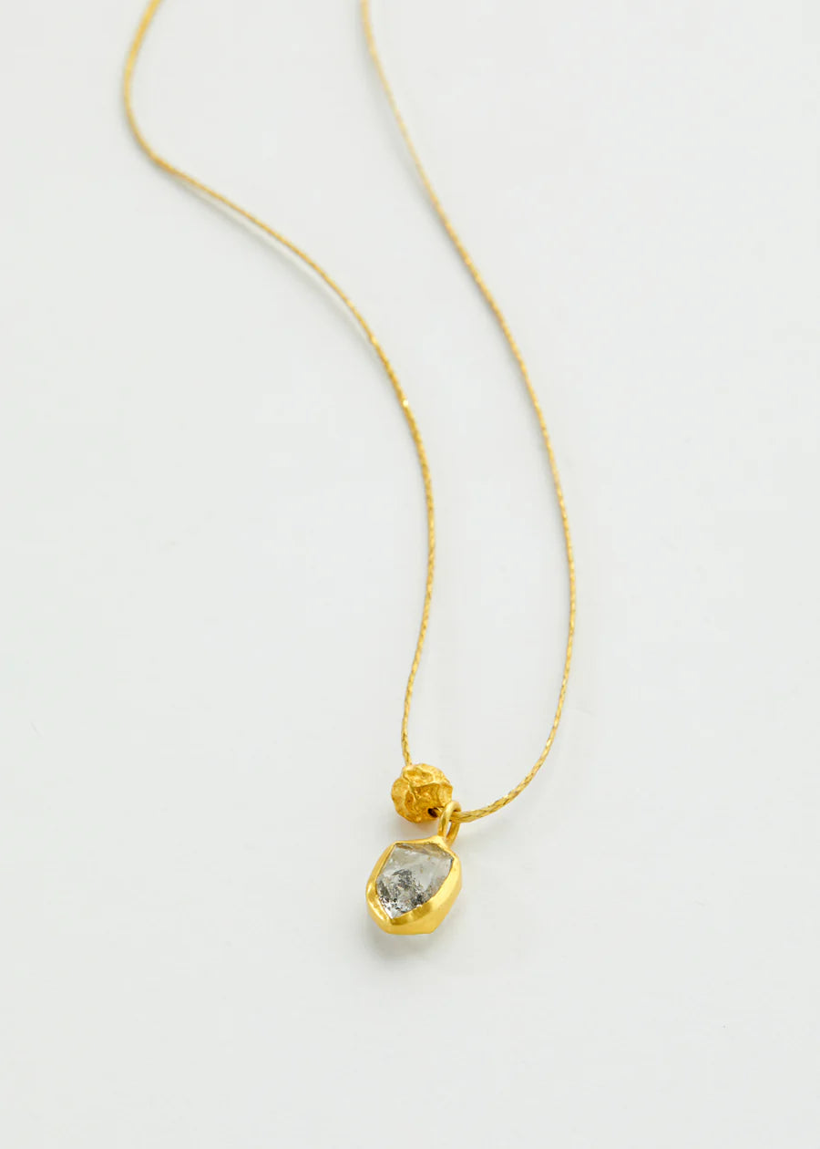 Pippa Smalls Herkimer - Beira Colette Pendant and Peppercorn Charm on Cord - 18kt Gold
