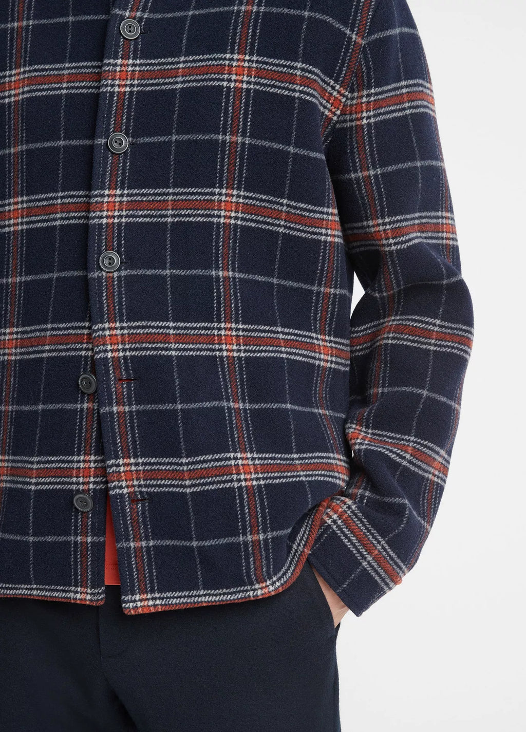 Vince Plaid Wool-Blend Shirt Jacket - Coastal Blue/Desert Sky