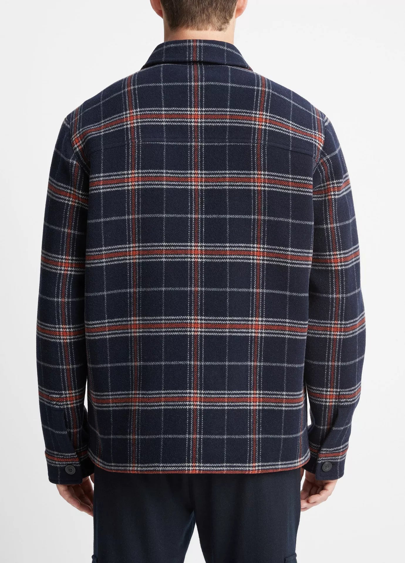 Vince Plaid Wool-Blend Shirt Jacket - Coastal Blue/Desert Sky