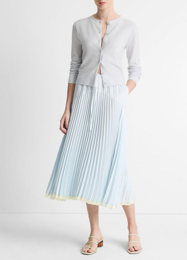 Vince Pleated Tiered Satin Skirt -