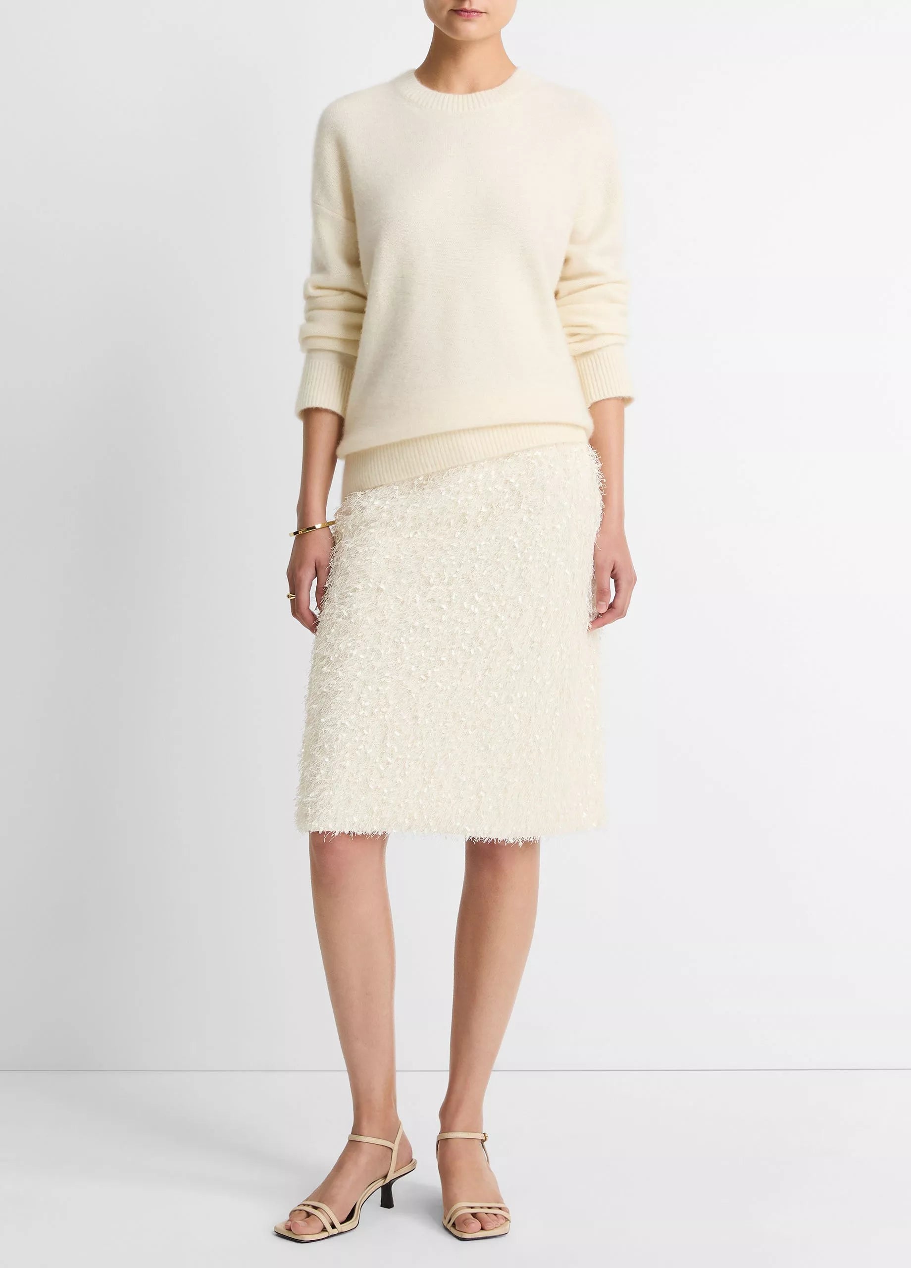 Vince Plush Cashmere Crew Neck Sweater - Off White