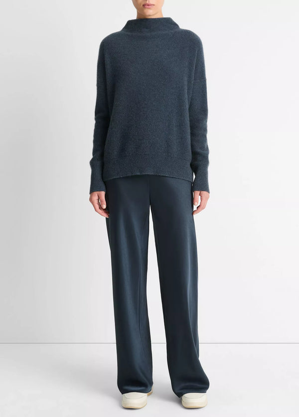 Vince Plush Cashmere Funnel Neck Sweater - Heather Tide Stone