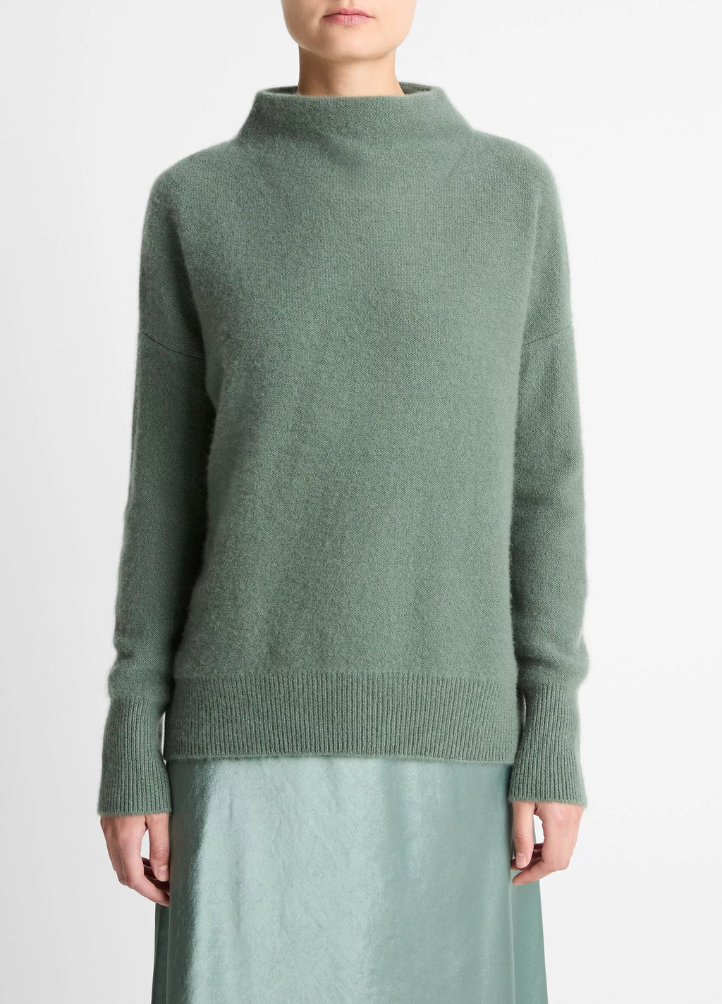 Vince Plush Cashmere Funnel-Neck Sweater - Deep Patina