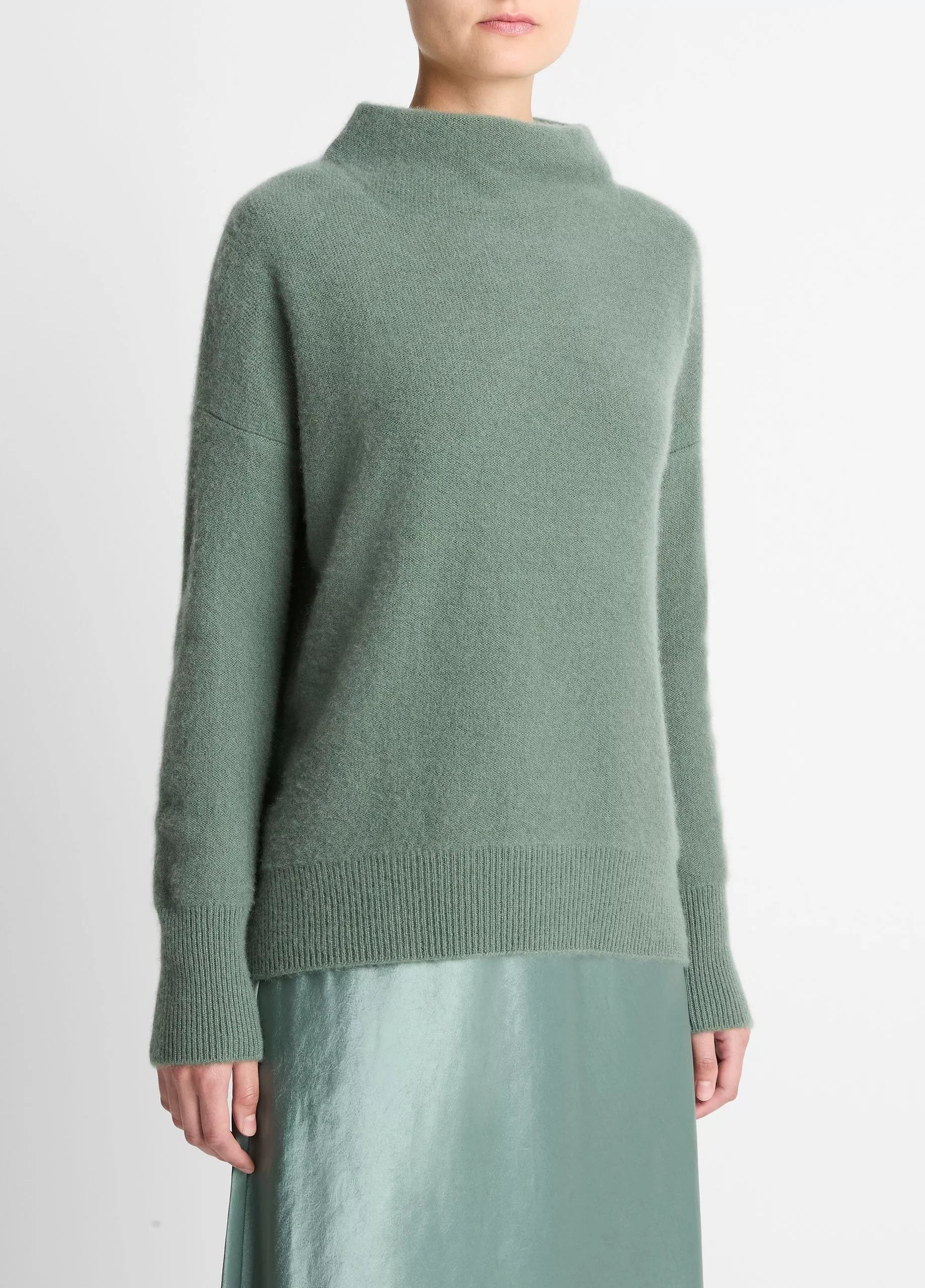 Vince Plush Cashmere Funnel-Neck Sweater - Deep Patina