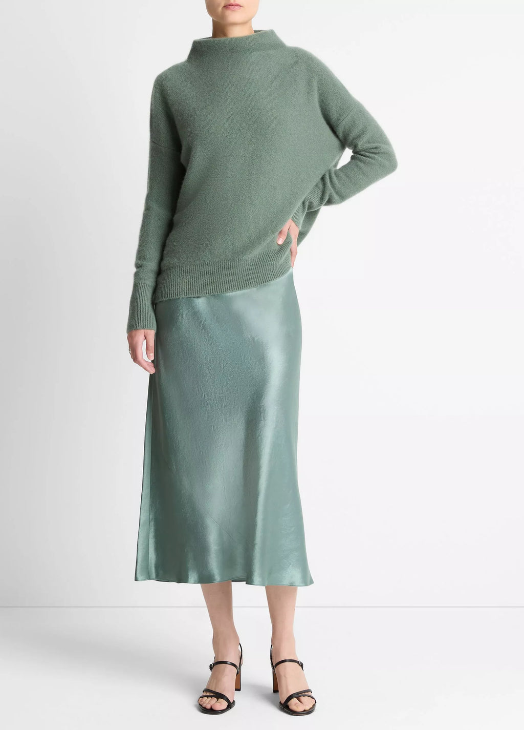 Vince Plush Cashmere Funnel-Neck Sweater - Deep Patina