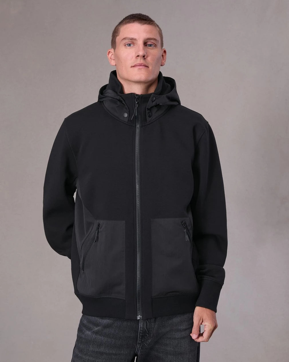 Rag Bone Pursuit Ponte Zip Hoodie Black TRUNK SHOW Quattro Tizi