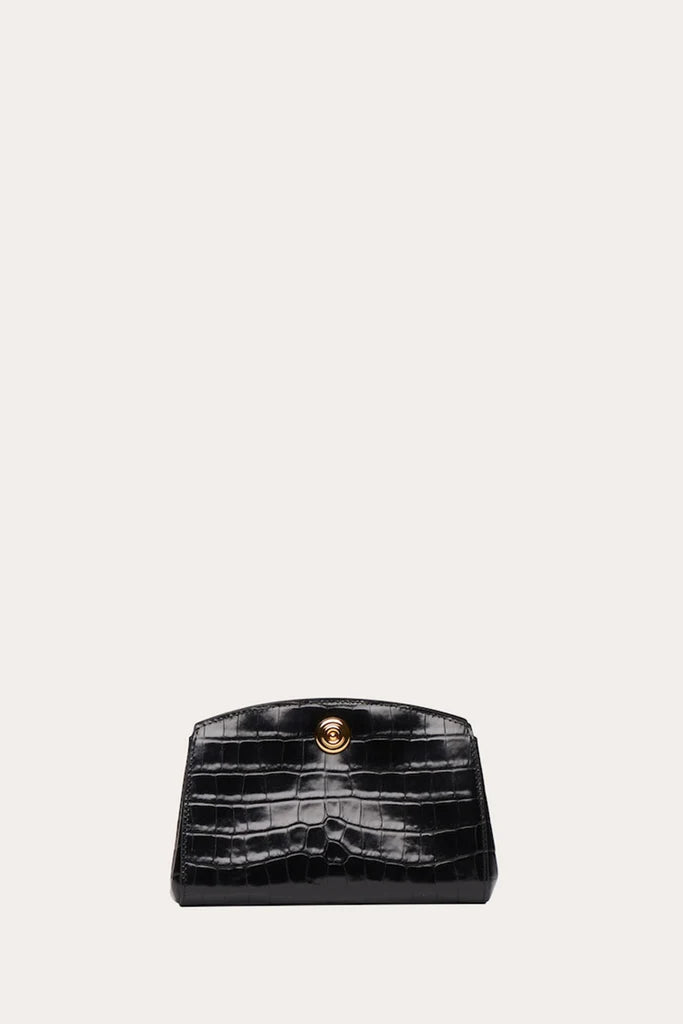 Liffner Pushlock Clutch - Croc Embossed Black