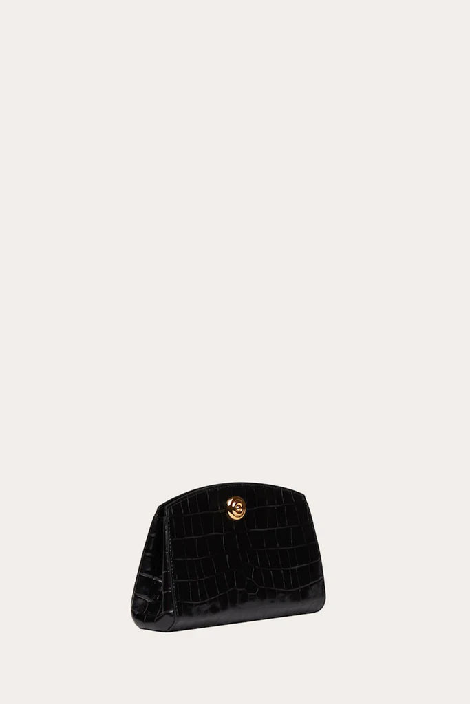 Liffner Pushlock Clutch - Croc Embossed Black