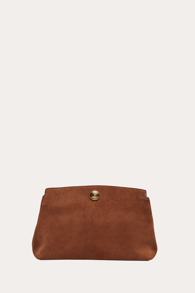 Liffner Pushlock Pouch Saddle Brown Suede