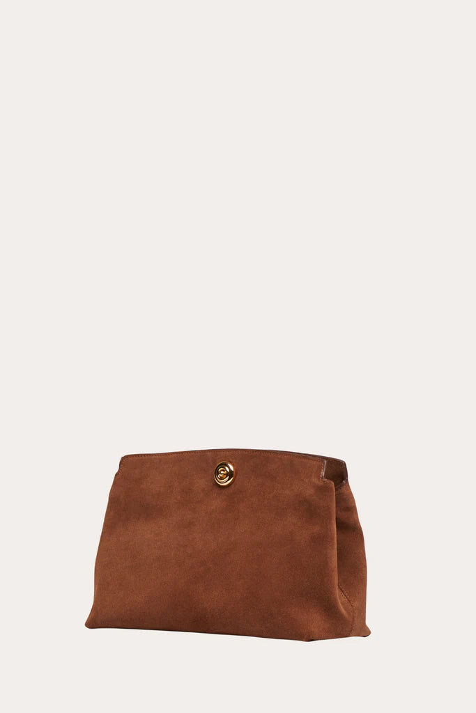 Liffner Pushlock Pouch Saddle Brown Suede