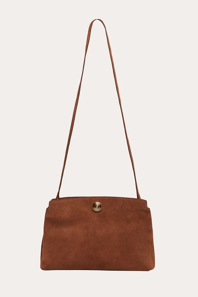 Liffner Pushlock Pouch Saddle Brown Suede