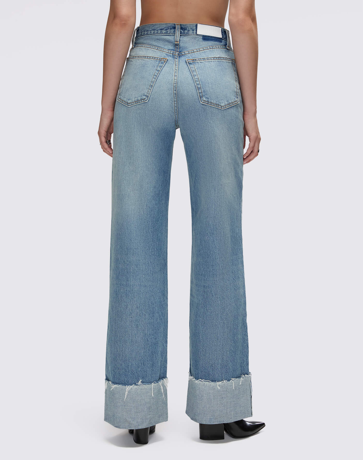 Re/Done High Rise Wide Leg Cuff - Vintage Biker Blue