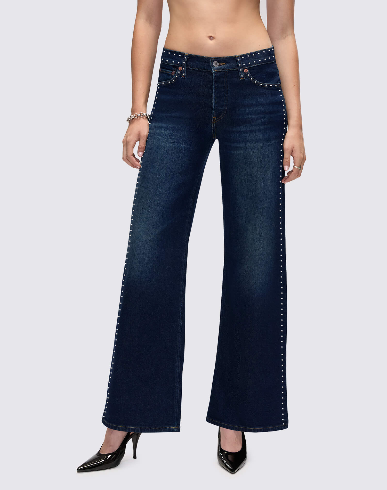 Re/Done Studded Wide Leg Wide Leg