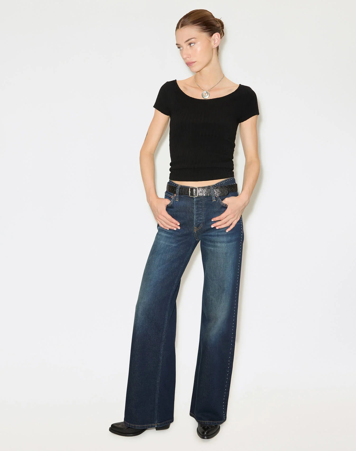 Re/Done Studded Wide Leg Wide Leg