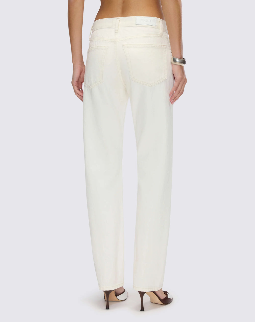 Re/Done Mid Rise Blondie Crop - Crema