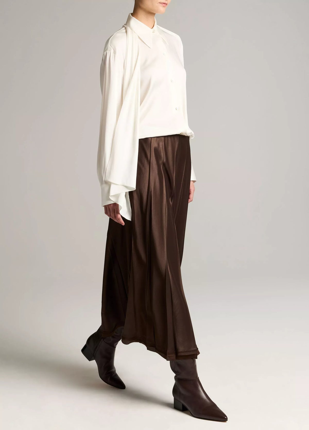 Vince Raw Edge Satin Skirt - Pinewood