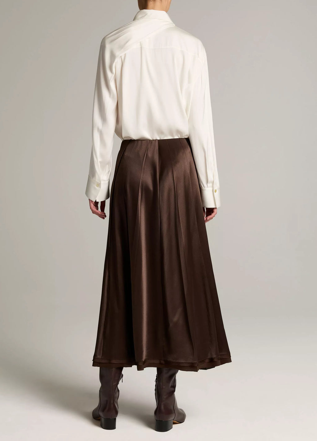 Vince Raw Edge Satin Skirt - Pinewood