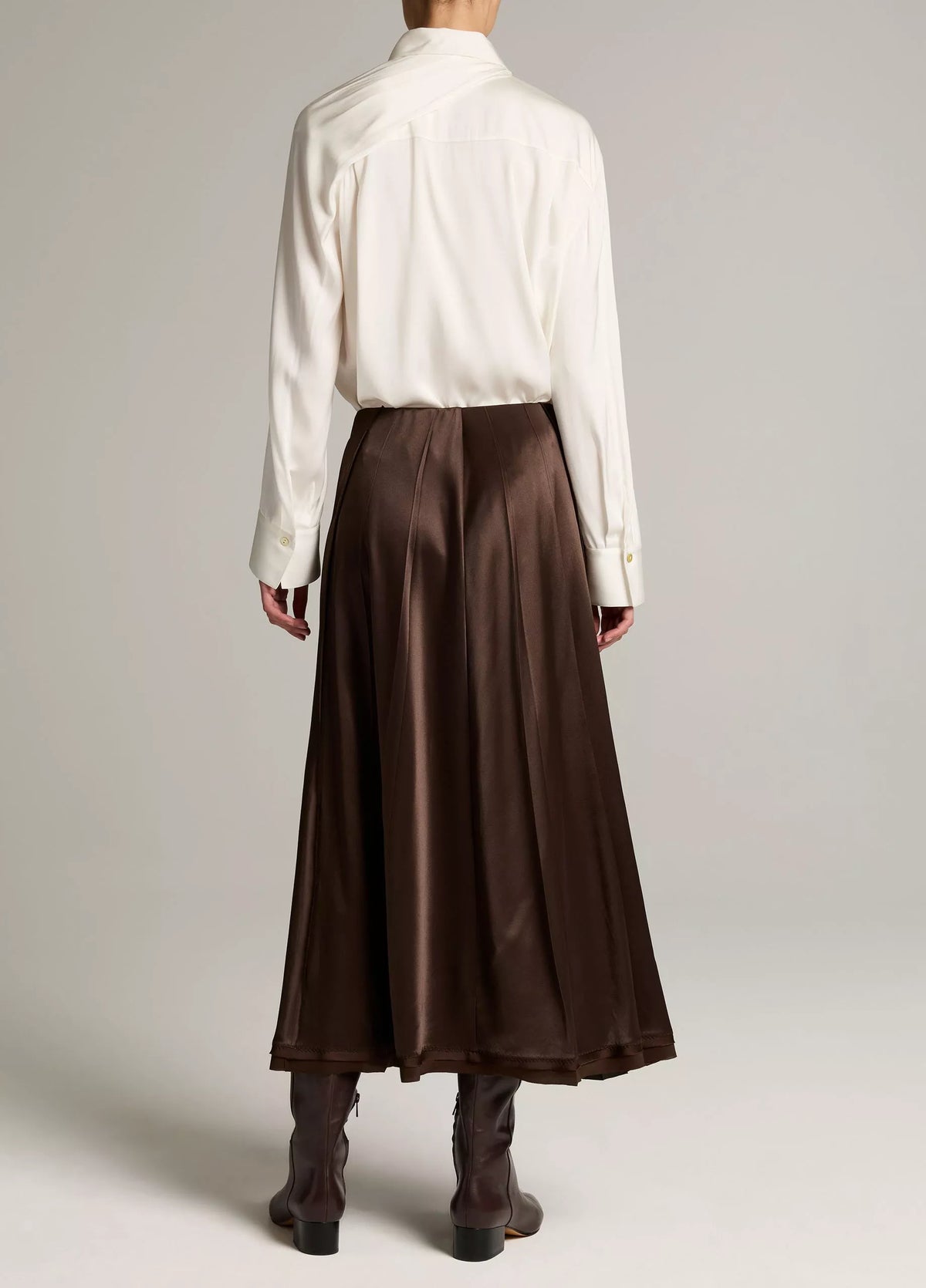Vince Raw Edge Satin Skirt - Pinewood