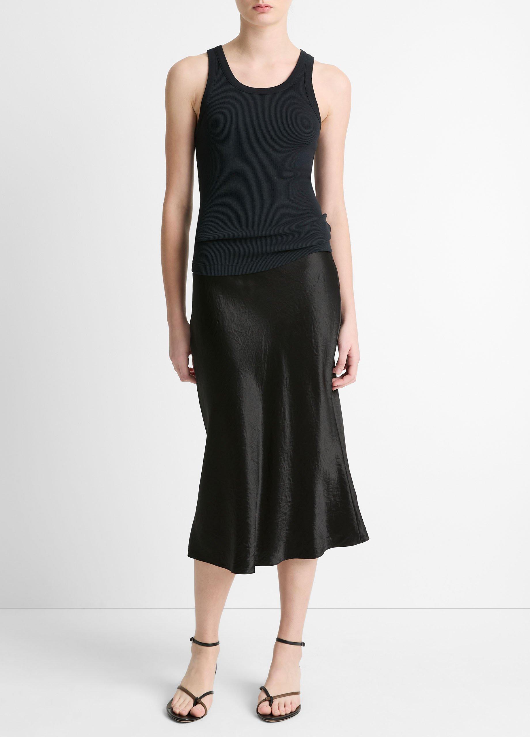 Vince Ribbed Scoop-Neck Tank - Black