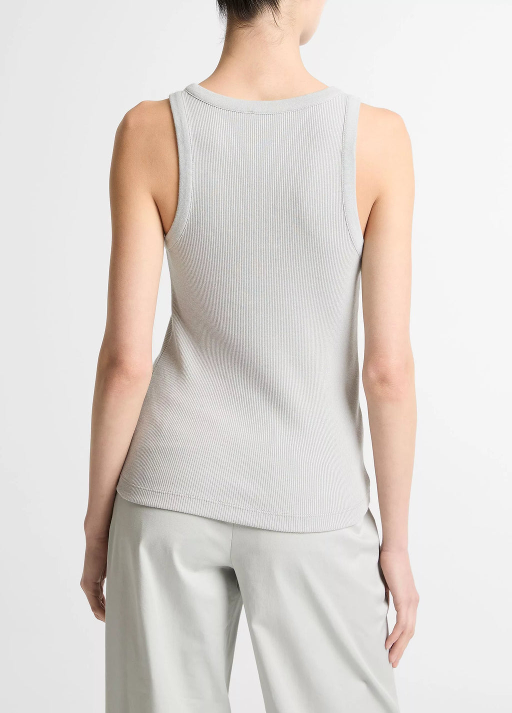 Vince Ribbed Scoop-Neck Tank - Pale Tide