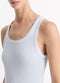 Vince Ribbed Scoop-Neck Tank - Sky Powder