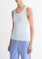 Vince Ribbed Scoop-Neck Tank - Sky Powder