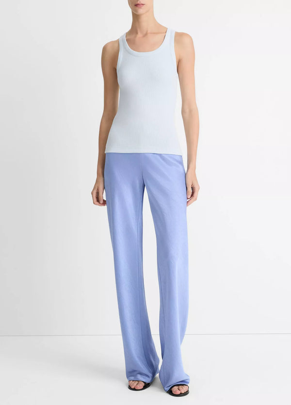 Vince Ribbed Scoop-Neck Tank - Sky Powder