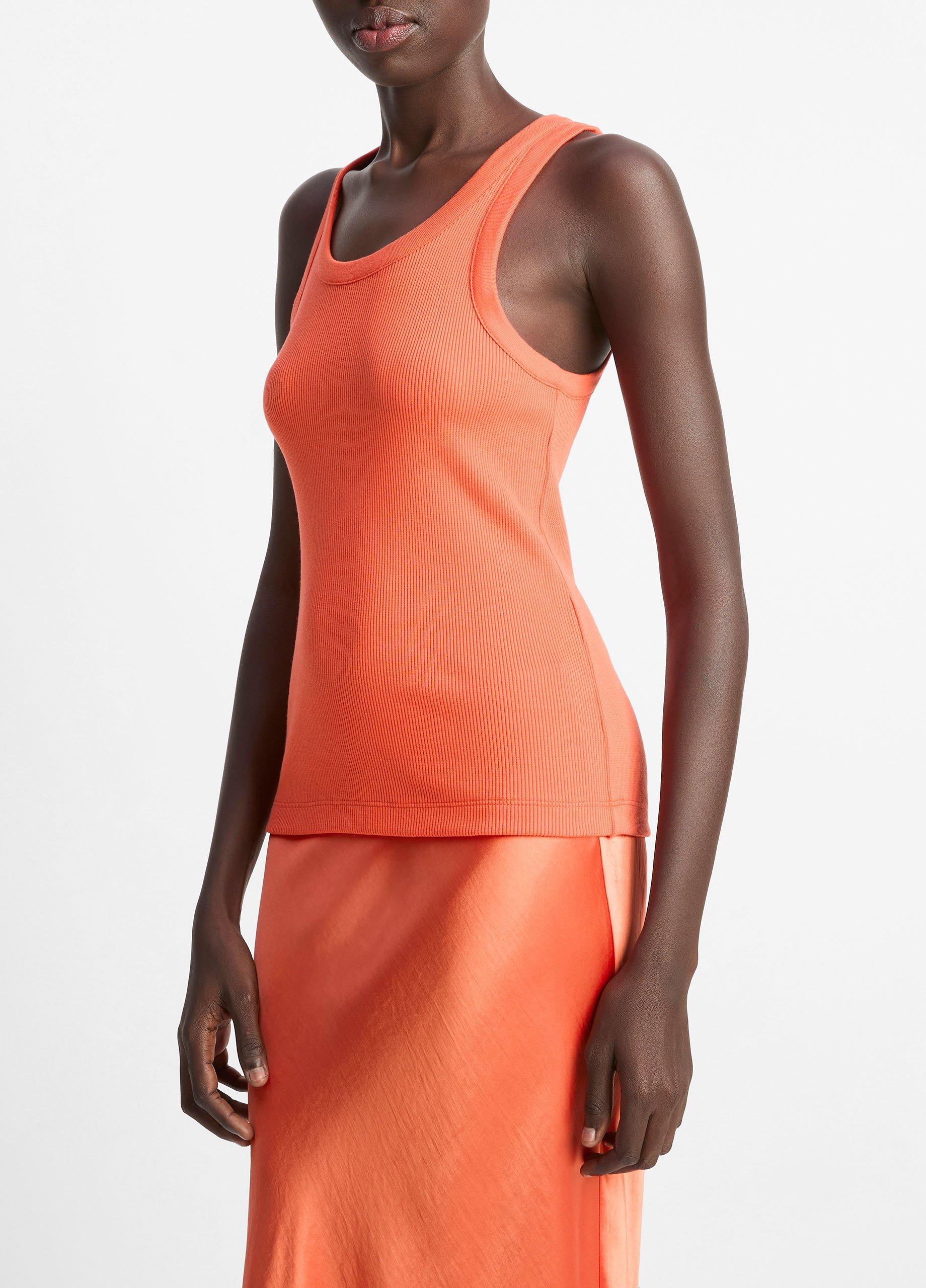 Vince Ribbed Scoop-Neck Tank - Burnt Orchid