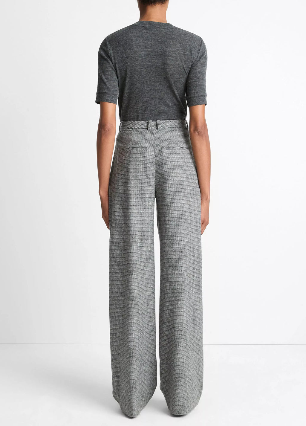 Vince Roma Check Italian Wool-Blend High-Waist Trouser