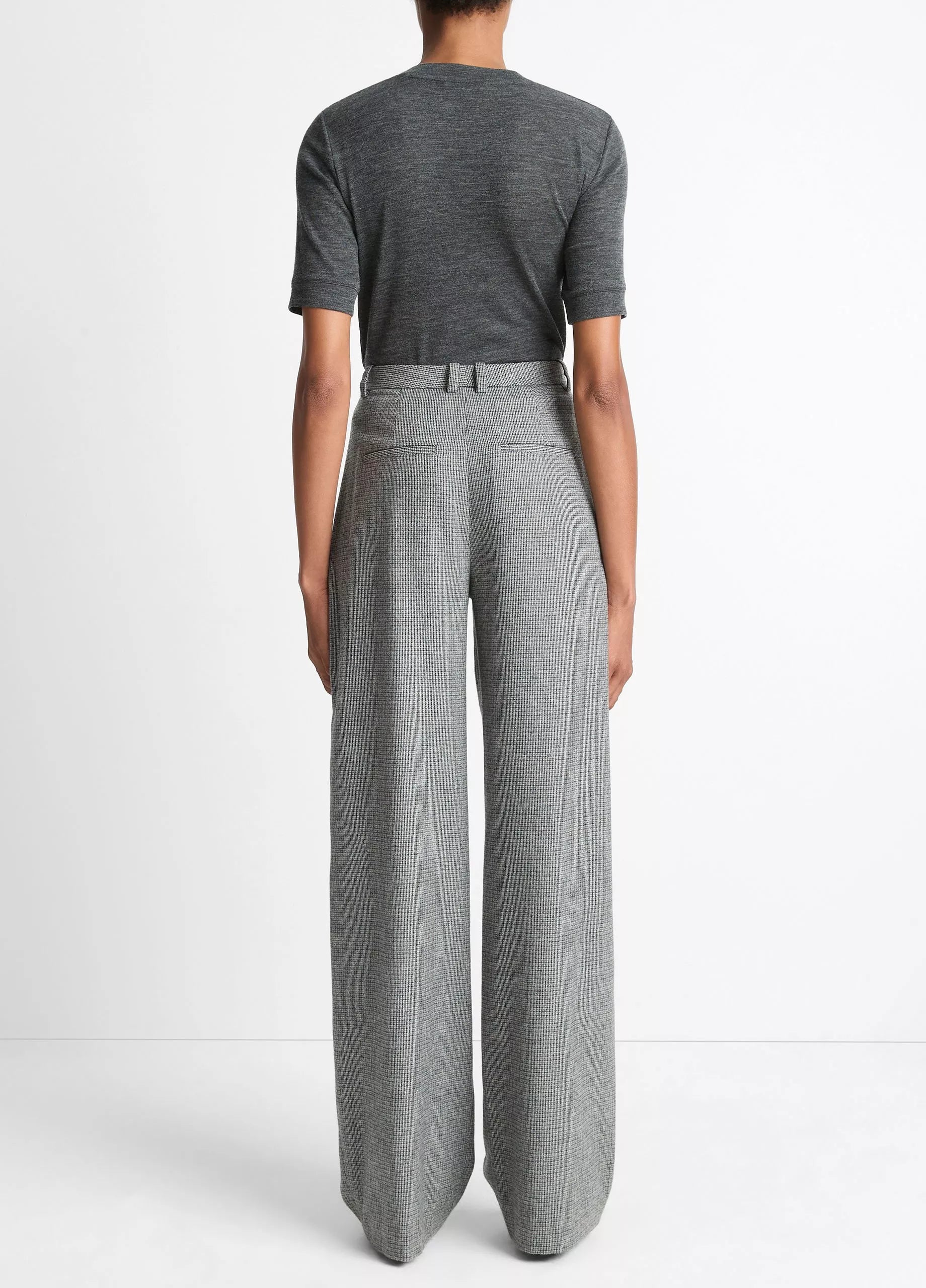 Vince Roma Check Italian Wool-Blend High-Waist Trouser