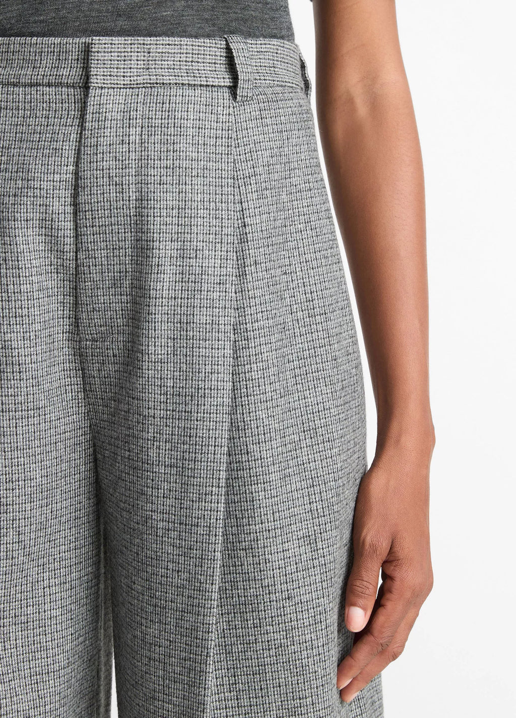 Vince Roma Check Italian Wool-Blend High-Waist Trouser