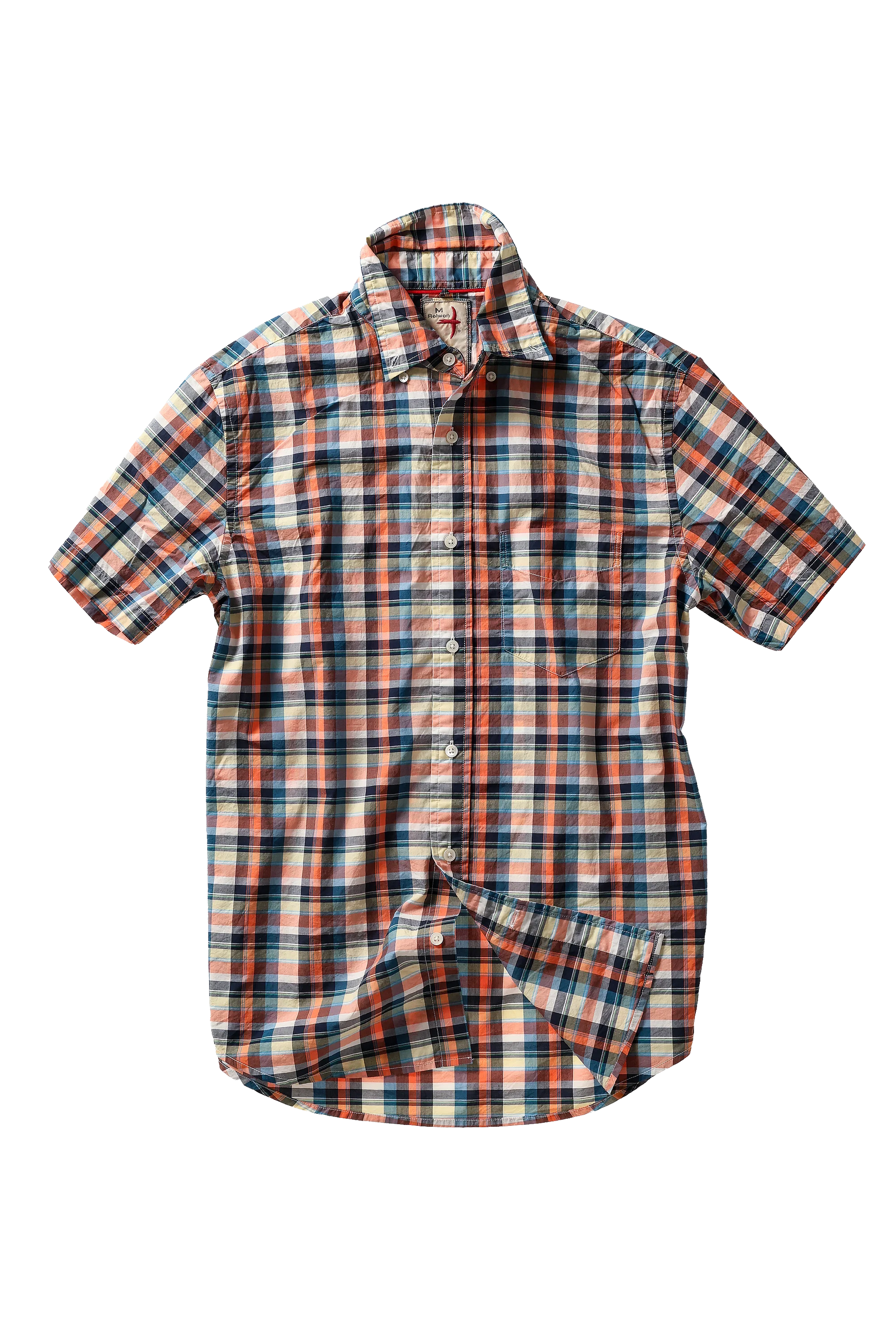 Relwen Madras Campshirt -orange/navy/yellow