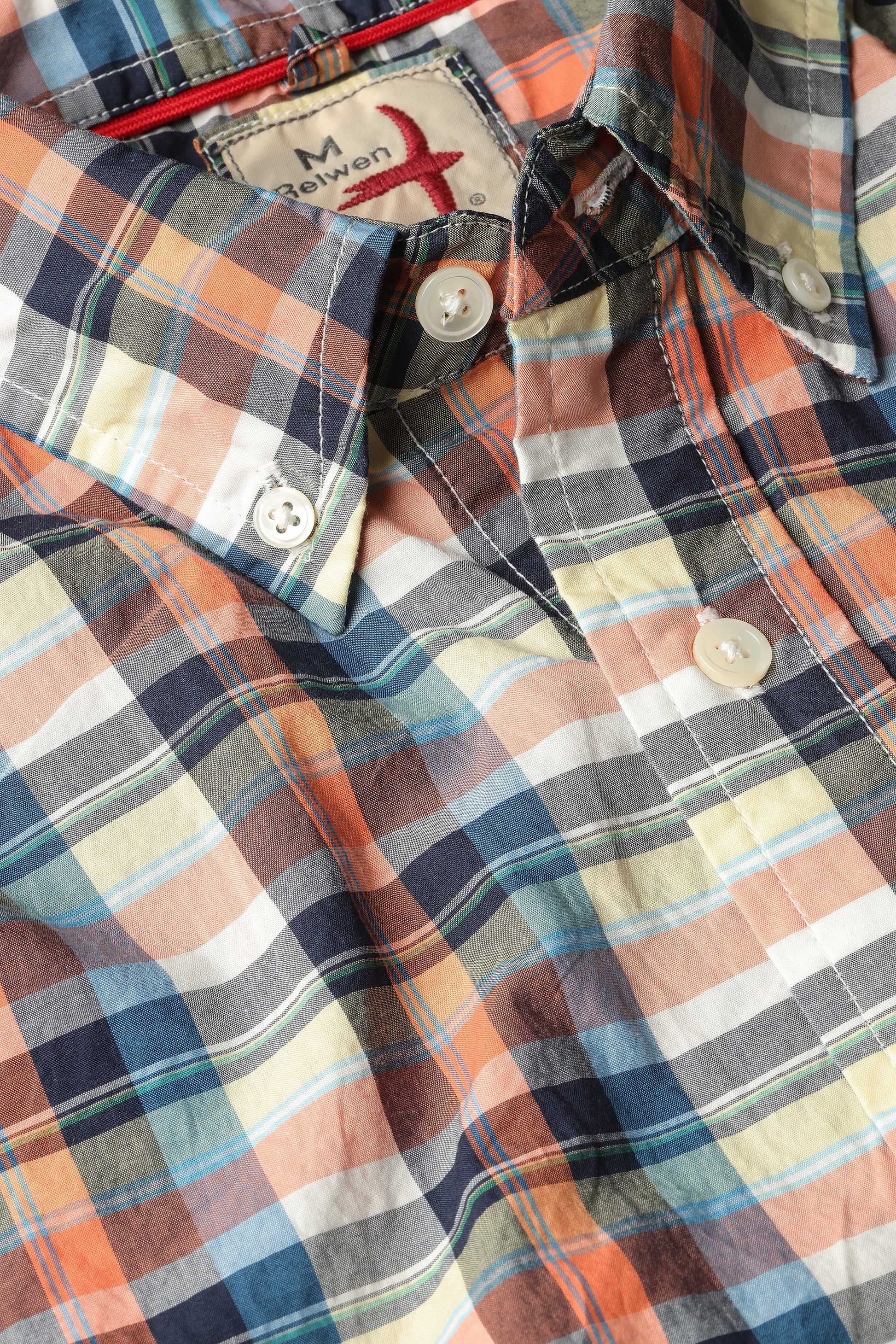 Relwen Madras Campshirt -orange/navy/yellow