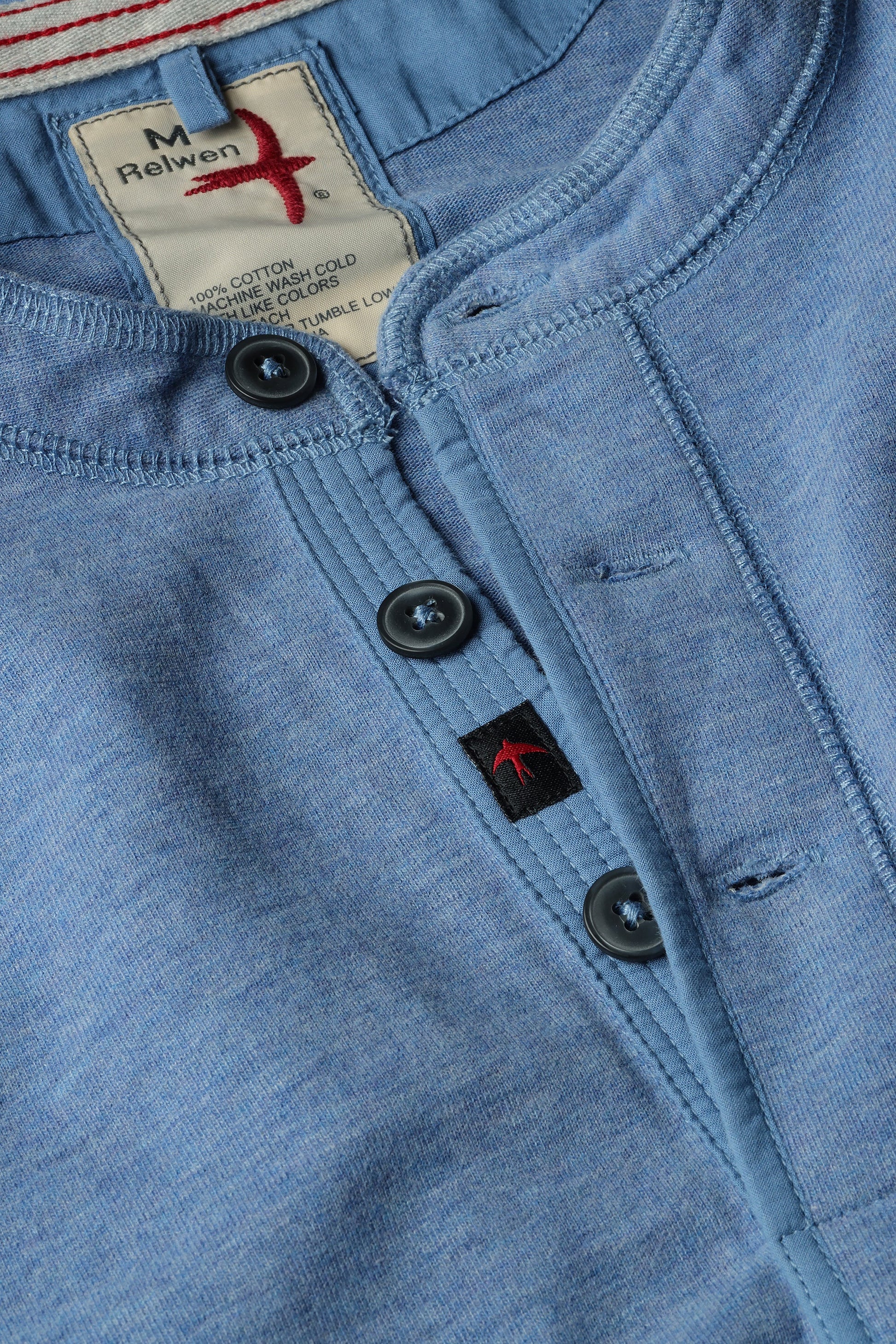Relwen Ringspun Henley - French Blue