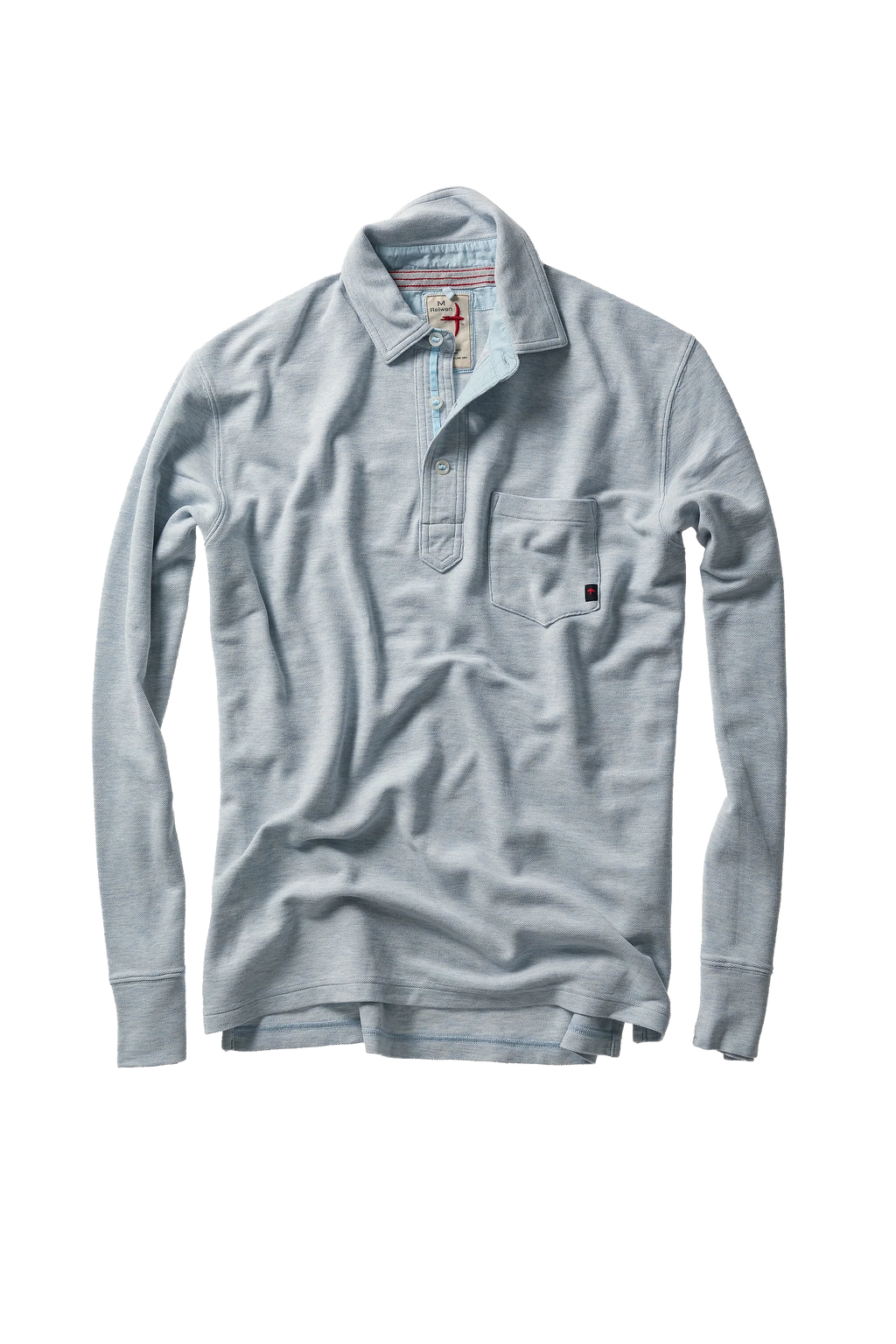 Relwen L/S Vintage Pique Polo - Pale Blue Heather