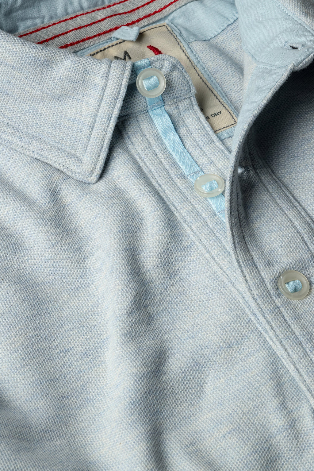 Relwen L/S Vintage Pique Polo - Pale Blue Heather