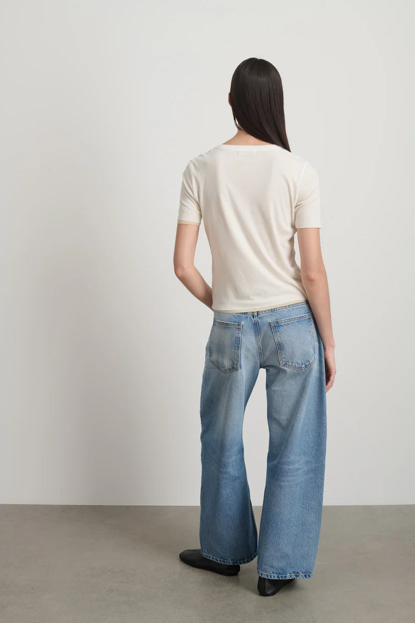 B Sides Double Tee White/Pale Yellow