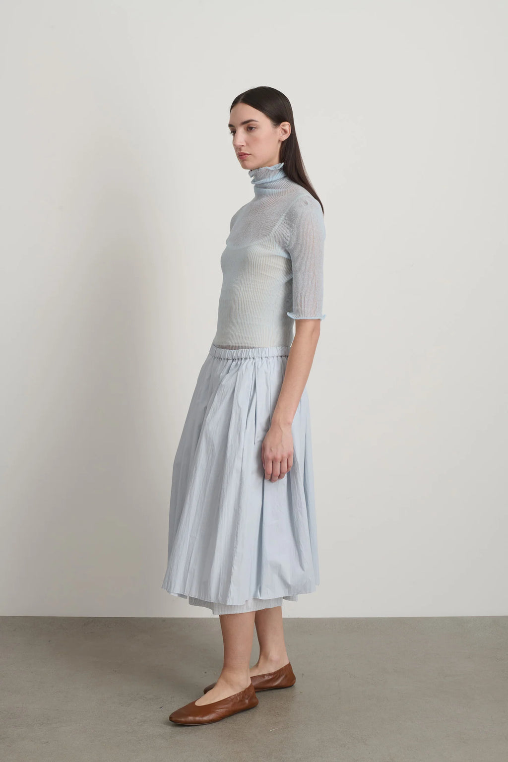B Sides Pleated Blue/Lt Blue Stripe Skirt