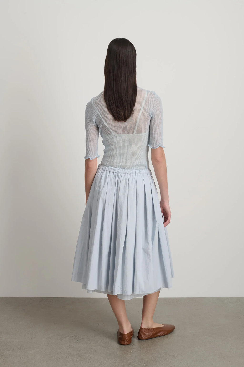 B Sides Pleated Blue/Lt Blue Stripe Skirt