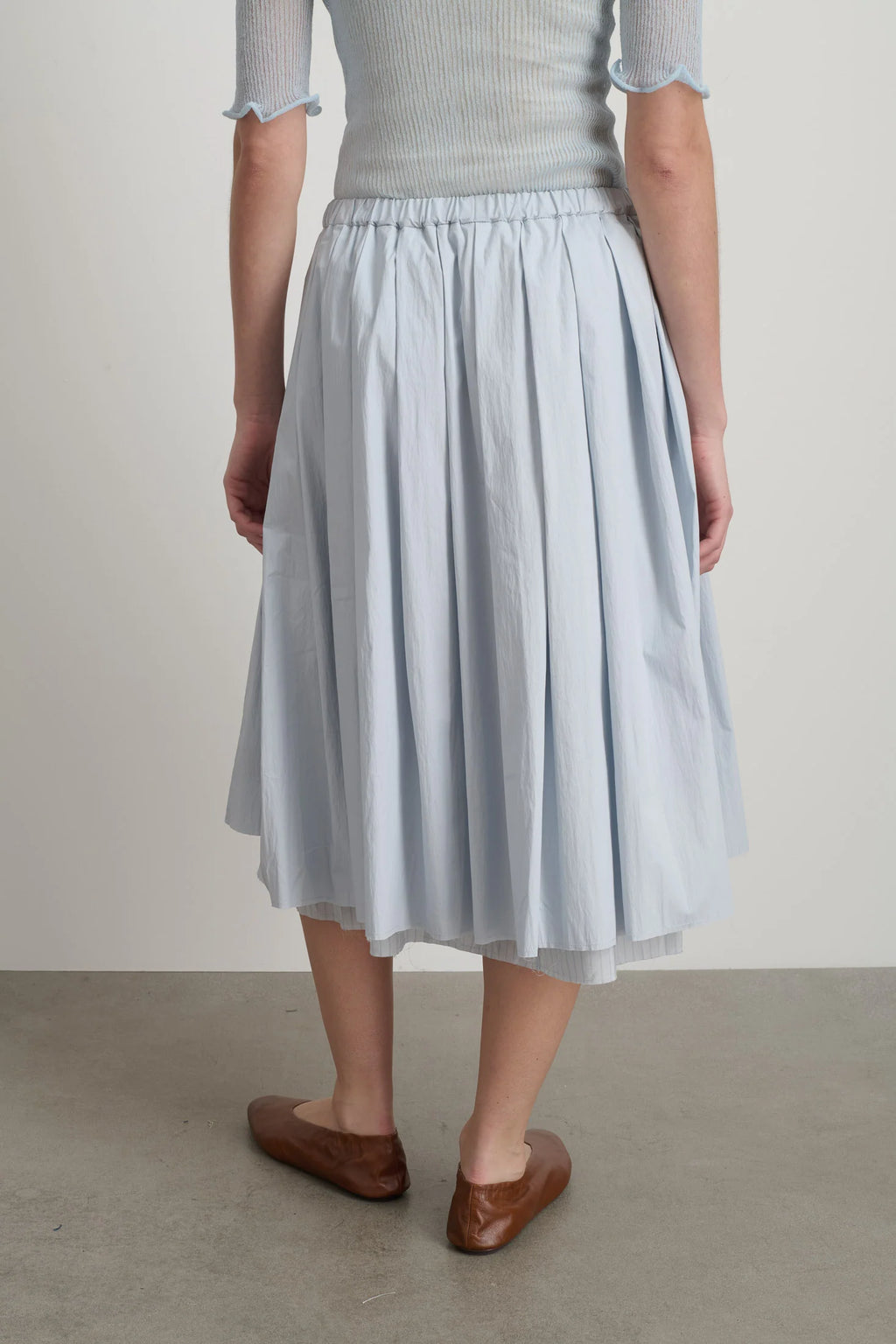 B Sides Pleated Blue/Lt Blue Stripe Skirt