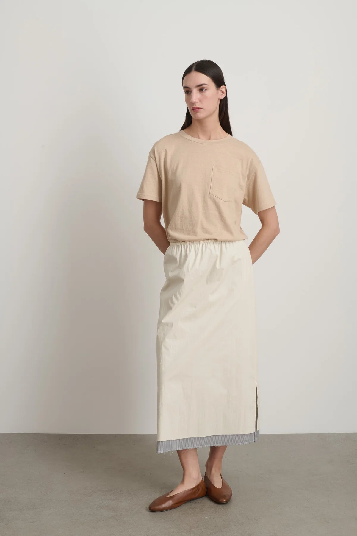 B Sides Slip Skirt Oyster / Black White Stripe