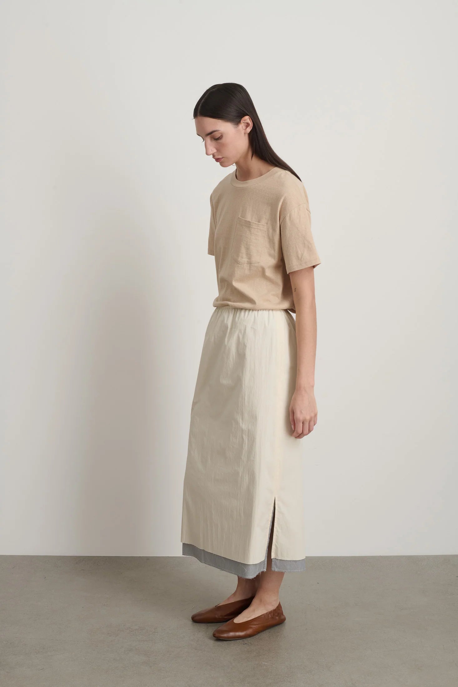 B Sides Slip Skirt Oyster / Black White Stripe