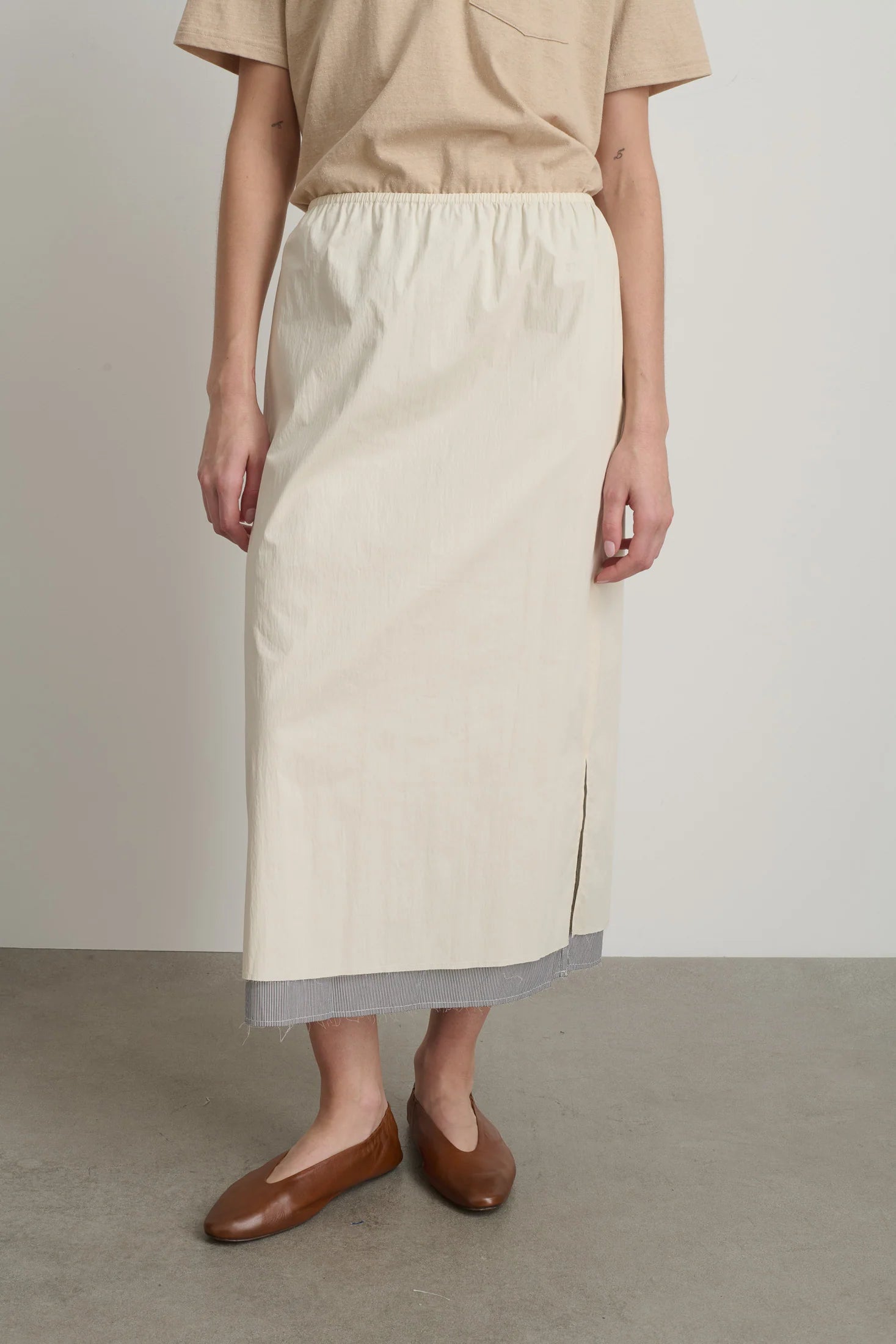 B Sides Slip Skirt Oyster / Black White Stripe