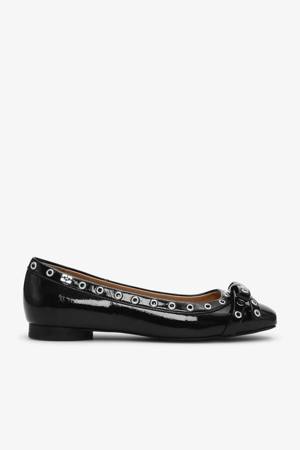 Ganni Black Eyelet Bow Ballerinas