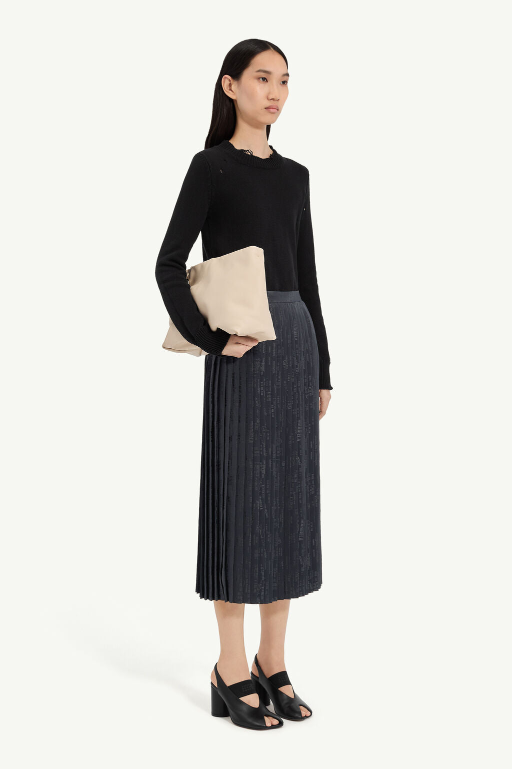 MM6 Maison Margiela Pleated Midi Skirt - Anthracite