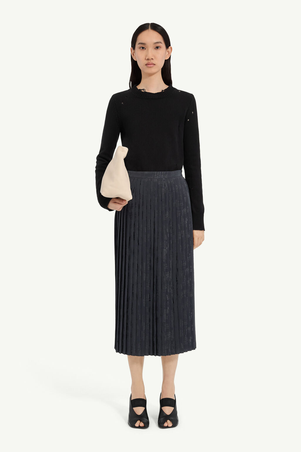 MM6 Maison Margiela Pleated Midi Skirt - Anthracite