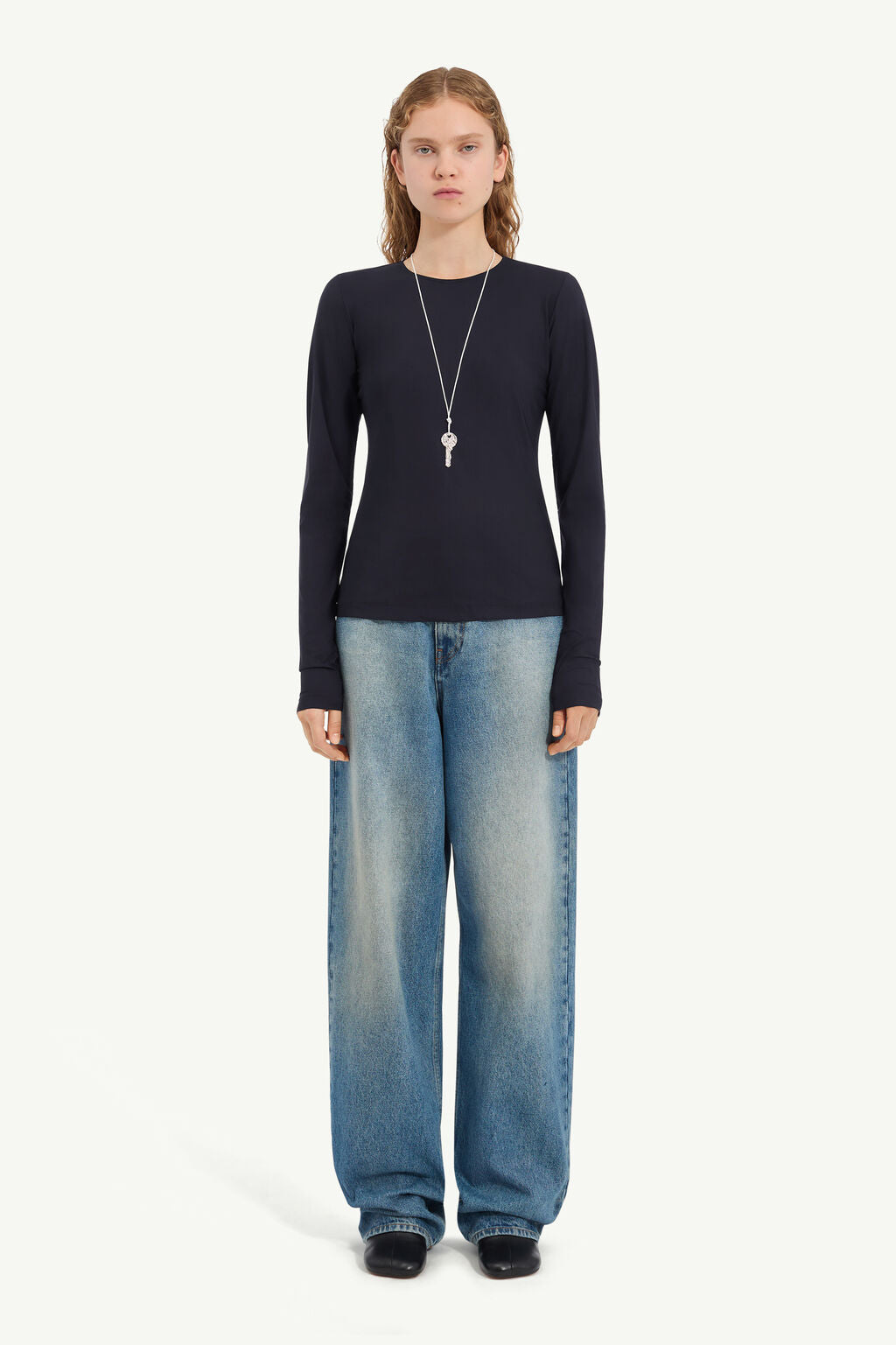 MM6 Maison Margiela  Lycra Jersey Long-Sleeve Top - Black